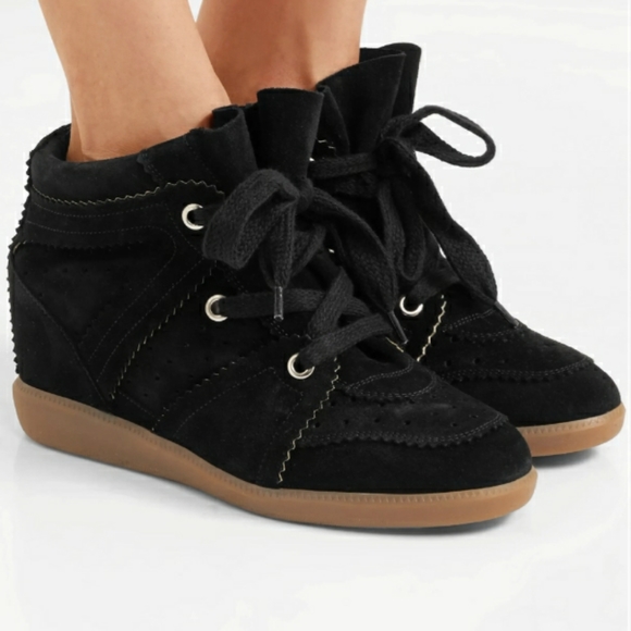 Etoile Bobby Black Wedge Sneakers 